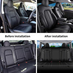 AOMSAZTO Car Seat Cover Fit for Tesla Model Y 2020 2024 - Half Surrounded Customized Seat Covers(Black with Stripe)
