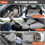 SUV Air Mattress: Inflatable Car Air Mattress for Camping, Flocking Car Bed with Air Pump & 2 Pillows, Portable Sleeping Pad Mattress for Home Car Travel Camping Grey