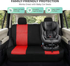 FH Group Automotive Rear Car Seat Covers for SUV, Trucks, Sedan and More - Universal Fit Front High Back & Rear Solid Bench Design Interior Accessories - 3D Mesh Fabric Center Panel - Red