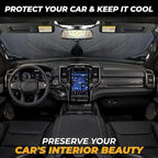 X-Large Truck Front Windshield Sun Shade (69" x 35") – 240T Thickened Reflective Sunshade, Blocks 99% Heat & UV Rays, Foldable Windshield Sunshade Keeps Vehicle Interior Cool