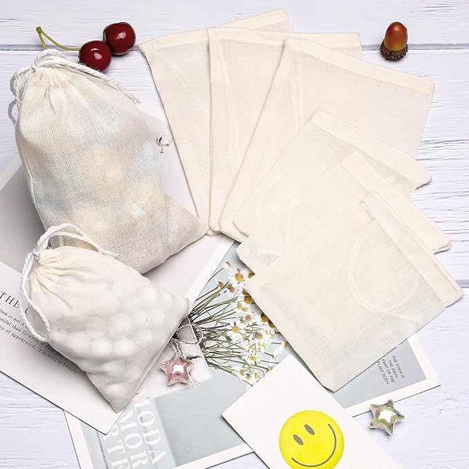 Limko Cotton Bags Muslin Bags Sachet Bag for Home Supplies (3x4 5Pack&4x6 5Pack)