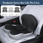 Onever Ergonomic Memory Foam Seat Cushion, Lumbar Support Non Slip for Truck Driver Long Driving Office Chair Back Tailbone Pain Relief Dual Color Black&Grey