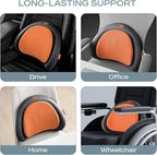Skechers Lumbar Pillow Premium Memory Foam, Double-Layer-Office Chair Cushion for Tailbone Pain Relief,Butt Pillow for Office Chair,Car seat Cushion,Long Sitting Office Workers,and Car Drivers,Orange
