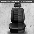 CAR PASS Faux Leather Car Seat Covers Front Seats Only, 3D Foam Support Car Seat Covers, Universal fit for Trucks Vans SUVs Sedans Automotive Comfortable, Airbag Compatible 2 Pieces Front Solid Black