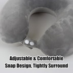 Pure Memory Foam Travel Pillow Set for Adults - Comfortable & Removable Machine Washable Cover, Neck Support Pillow Airplane Travel Kit with Eye Mask for Portable Plane Accessories -Dark Grey