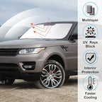 Windshield Sun Shade Custom Fit for 2013-2021 Land Rover Range Rover (Not Fit Range Rover Sport) Accessories Foldable Sunshade Sun Blocker Protect Car from Sun Rays & Heat Damage Keep Car Cooler