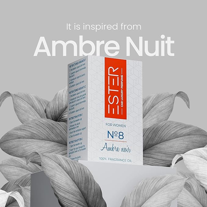 Car Luxury Perfume - Ambre Nuit - Air Freshener - №8 Ambre Noir: For Women - 1Fl Oz Luxury Essential Oil Diffuser with Sticks - Strong and Long-Lasting Scent