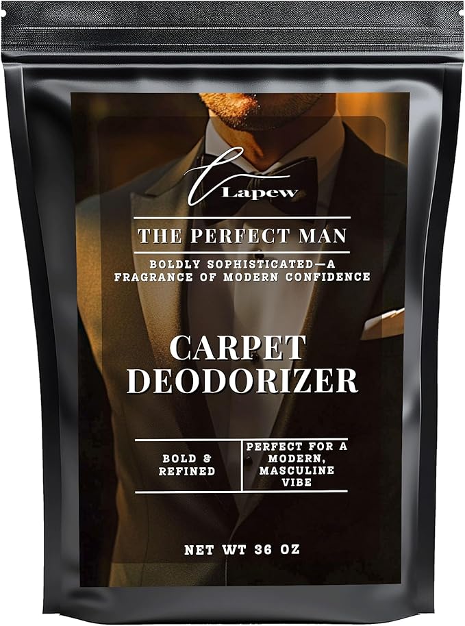 Lapew The Perfect Man Carpet Deodorizer Powder - Pet Safe Freshener for Vacuuming | Scented Odor Eliminator for Home | 36 oz