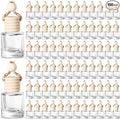 BBTO 100 Pcs Car Air Fresheners Diffuser with Wooden Cap Empty Aromatherapy Diffuser Clear Fragrance Holder Pendant Hanging Perfume Fresheners Bottles for Car Decor(Classic,Clear)