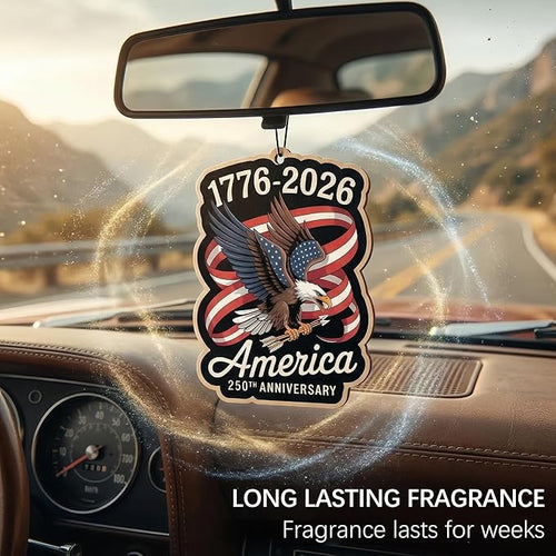9Pcs USA 250th Anniversary Car Air Freshener, 1776-2026 Semiquincentennial Commemorative Hanging Ornament, Patriotic Double-Sided Scented Tablet, 2026 Independence Day Souvenir Gifts (Style 4)