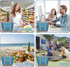 Insulated Cooler Bag Leakproof Thermal Insulation Collapsible Cooler Tote with Zippered, Reusable Cooler Bags