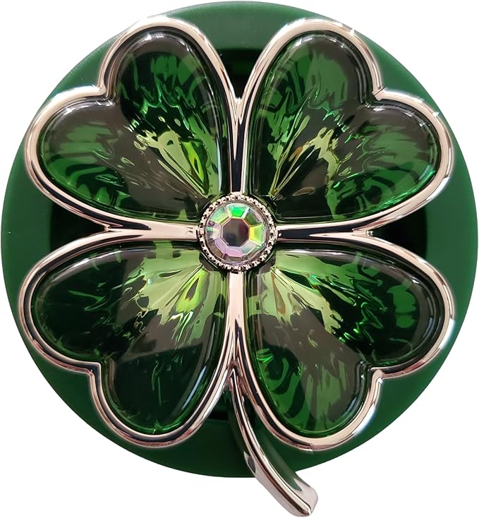 Bath and Body Works Green Shamrock Lucky Four-Leaf Clover Charm Gemstone Car Visor Fragrance Holder Easy To Open