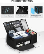 Golf Trunk Organizer with Built-in Hard Frame & Insulated Cooler Compartment, Ventilated Shoe Storage for 2 Pairs(Up to Mens US 11), Car Trunk Locker for Balls, Tees, Polos, Gloves - Black