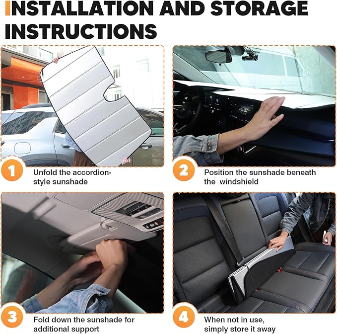 KUST Windshield Sun Shade for Ford F150 2021-2025 2026 Foldable Thicken Window Sunshade UV Protection Keep Cool Sunshield Easy Install Sun Visor Accessories Aluminum Film