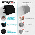 FORTEM Lumbar Support Pillow for Office Chair, Lumbar Support Pillow for Car, Back Rest for Gaming, Memory Foam Pillow, Desk Chair Cushion, Breathable & Washable Cover, Adjustable Straps
