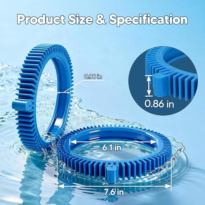 Funmit 896584000-143 Blue Front Tire Kit with Super Hump Replacement for Haywood Poolvergnuegen Select Pool Cleaners and Perfectly Compatible with Hayward Phoenix Cleaners (Pack of 4)