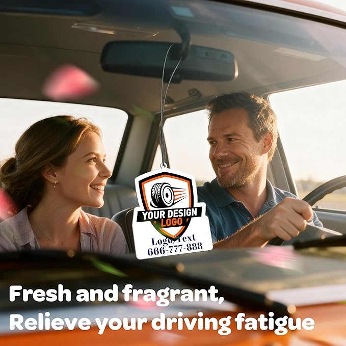 Bemaystar Custom Air Fresheners with Picture - Personalized Photo Logo Text Air Freshener, Customized Air Freshener for Car Branding Business Events