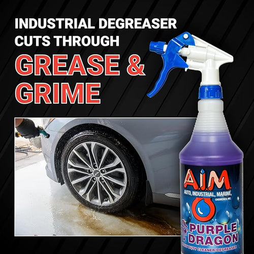 AIM Chemicals Purple Dragon Heavy Duty Degreaser – For Cars, Trucks, Equipment, and Concrete. Powerful wheel & tire cleaner for industrial use & car detailing. Compatible with wheel brush - 5 Gal