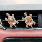 2pcs Cute Shiny Rhinestone Turtle Car Air Freshener Clip – Stylish Vent Fragrance Diffuser with Ocean Scent – Universal In-Car Decoration for Men & Women (pink, Ocean)