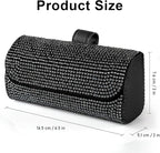 Accmor Bling Sunglasses Holder for Car Sun Visor, Sparkling Auto Glasses Clip Case Eyeglasses Protective Box, PU Leather Car Sunglass Storage Organizer for Truck, SUV, RV (Black Crystal)