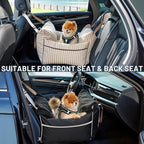 Dog Car Seat for Small Dogs - Waterproof Pet Booster Seat for Car with Clip-On Safety Leash, Travel Carrier for Medium Puppy up to 25 lbs, Memory Foam Filling and Adjustable Buckles, Black