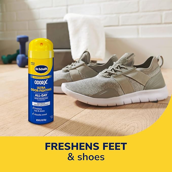 Dr. Scholl’s Odor-X ODOR-FIGHTING Spray-Powder // All-Day Odor Protection and Sweat Absorption - Packaging May Vary
