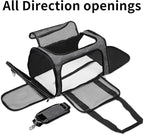 Soft-Sided Cat/Dog/Pet Carrier, Collapsible Pets Travel Carriers for Big Cats/Small Dogs with Shoulder Strap & Removable Mat, Mesh Puppy Carry Bag, Up to 16 Lbs, TSA Airline Approved(Dark Grey)