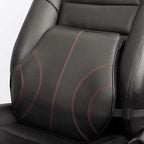 Aukee Lumbar Support Pillow for Car, Genuine Leather Memory Foam Pillow Lower Back Cushion for Office Chair with Adjustable Strap (Black)