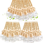 100 Pcs 8ml Hanging Car Air Freshener,Empty Clear Glass Essential Oil Diffuser Perfume Aromatherapy Pendant Bottle Vials Ornament Decor with Wooden Caps & Hanging String-Cylindrical Shape