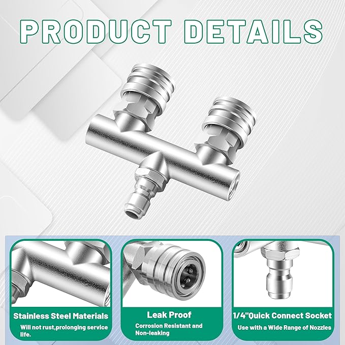 Dual Pressure Washer Tips, 2-in-1 Pressure Washing Nozzle Tips, Power Washer Dual Nozzles with 8PCS Power Washing Spray Nozzle (0, 15, 25, 40 Degree), 1/4" Quick Connect, 5000 PSI