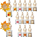 Boao 15 Pcs Thanksgiving Hanging Car Air Freshener Diffuser Bottles Empty Bulk Fall Perfume Glass Bottle Pendant Refillable with Maple Leaves Cards & Stickers for Essential Oil Fragrance Ornament