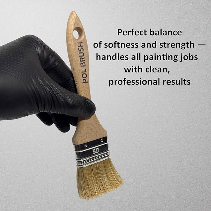 2 Inch Flat Paint Brush - High European Quality - Natural Bristles - for Home, Wood, Walls, Art, Trim & Furniture - for Acrylic, Oil, Stain, Chalk & Latex Paints