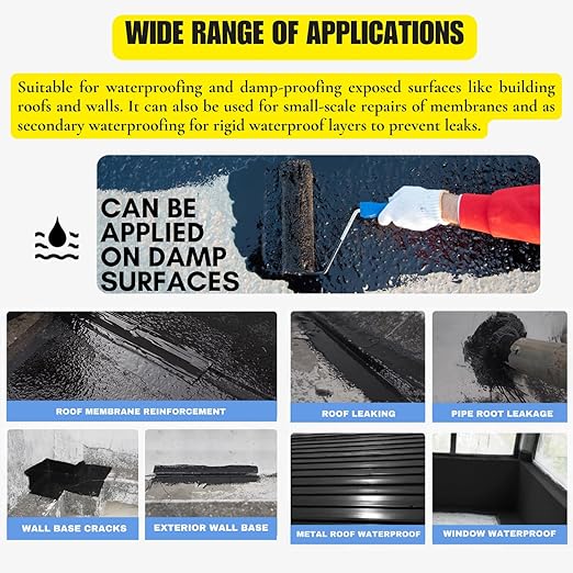 Black Liquid Rubber Waterproof Coating - 3X Stronger Sealant for Foundation, Pond & Roof Repair - Heavy Duty Elastomeric Membrane for Concrete, Metal & Wood - UV Resistant & Body Safe - 1 Quart
