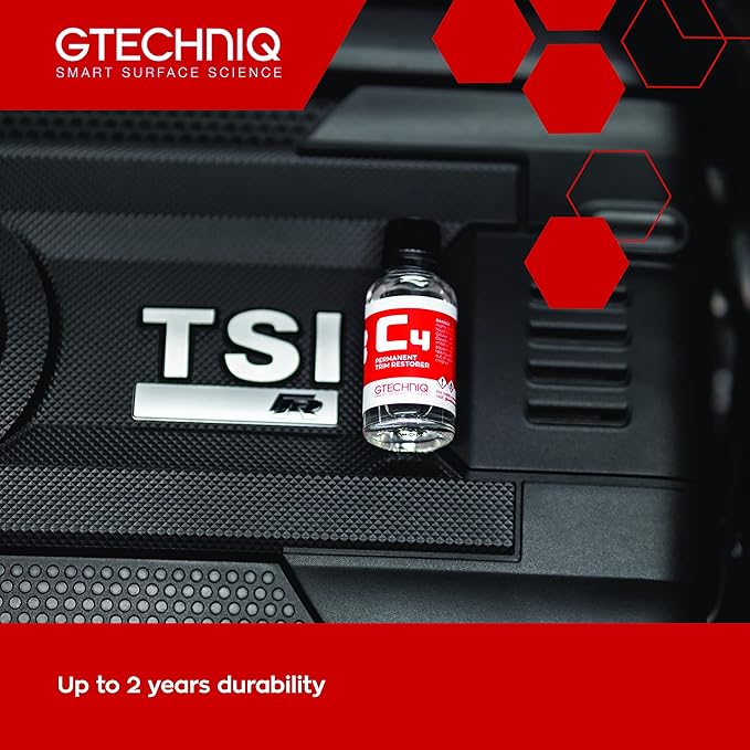 Gtechniq C4 Permanent Trim Restorer, Revitalizes Faded Trim 15ml | Restores Faded Plastic Trim, UV Resistant Coating for Long-Term Protection, Keeps Exterior Black & Glossy