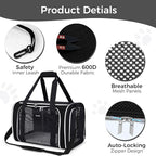 BAGLHER Pet Travel Carrier, Cat Carriers Dog Carrier for Small Medium Cats Dogs Puppies, Airline Approved Small Dog Carrier Soft Sided, Collapsible Puppy Carrier. Black
