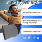 Lumbar Support Pillow for Car, Lower Back Support for Driving Seat Memory Foam Lumbar Pillow for Office Chair - Back Pain Relief for Car Seat, Wheelchair (Dark Gray)