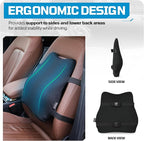 FORTEM Lumbar Support Car Cushion, Memory Foam Back Pillow, Back Rest for Comfort Driving, Adjustable Straps, Washable Cover