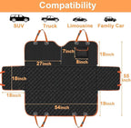 Mancro Dog Car Seat Cover for Back Seat, 2025 Upgraded 600D Heavy Duty Waterproof & Scratch-Resistant Dog Hammock for Car, Back Seat Pet Cover for Dogs with Sedan, Standard, Orange
