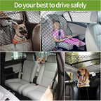 Car Dog Barrier Net, Hook Up Elastic Envelope Luggage Net (47.24" x 33.85") Dual Layer Safety Net for Pet Dog Vehicle Universal Mesh Barrier Guard Blocks Access to Car Front Seats Organiser Bag