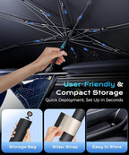 [2025 Upgrade]Coverado Sunshade for Car Windshield, UPF80+ Full-size Trucks/SUVs Windshield Sun Shade Blocks Heat & UV Rays, Thickened Vinyl Coating Keep Cool and Protect Interior, Foldable L 61”x34”