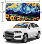 Starry Night Sunflowers Car Windshield Sun Shade Foldable Sunshade Front Window Cover Sun Visor Protector Accessories (59x27.5 inches)