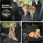 Pawaboo Dog Seat Belt Harness for Car, Dog Car Harness Seatbelt with Double Clips, Adjustable Breathable Pet Vest & Dogs Safety Tether with Elastic Bungee for Small Medium Large Pet, XL, Green + Black