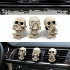 Skull Car Air Freshener Vent Clips with 3 Felt Pads - Gothic Horror Scented Decor for Car Interior, Cool Halloween Skull Accessories for Men and Women, Funny Spooky Gift for Teens-A1