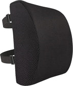 Amazon Basics Rectangular Memory Foam Back Support Cushion for Office Chairs, Non-Slip Base for Long Sitting, Black