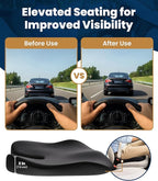 Everlasting Comfort Car Seat Cushion for Driving - Orthopedic Car Cushion for Office, Travel, Gaming Chair Memory Foam Driver Booster for Short People, Non-Slip, Washable Cover, Back & Sciatica Relief