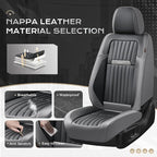 Coverado Car Seat Covers Front Seats, Seat Covers for Cars, Car Seat Protector, 2-Pack Car Seat Cushion Nappa Leather, Waterproof Seat Covers Carseat Cover Universal Fit for Most Cars(Gray&Black)