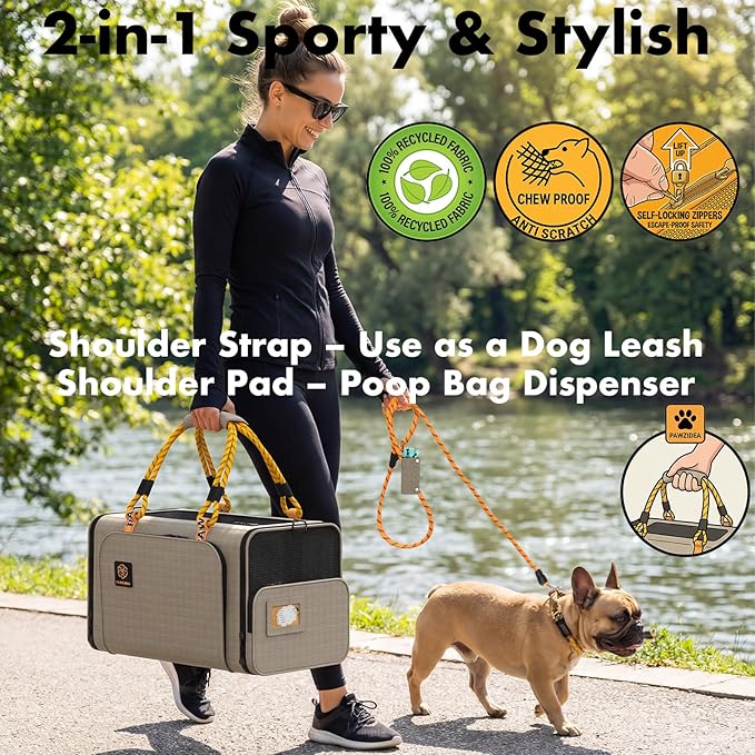 PAWZIDEA Expandable Pet Carrier TSA Airline Approved, 18″×11″×11″ Soft-Sided Top-Load Carriers for Small Dog & 2 Cats Under Seat, Collapsible Puppy & Animal Travel Bag Up to 18lbs, ID Card, Chew-Proof