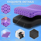 TushGuard Gel Seat Cushion for Long Sitting, Enlarged & Thickened Patent Design, Breathable Cooling for Office Chair, Soft Car Seat Cushion for Wheelchair (2" Thick, Black)