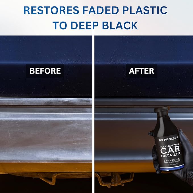 The Pro Stuff® Car Plastic Restorer Black | Restore Faded Plastic to Factory Finish | Easy Apply, Long Lasting, No-Residue Formula | Professional Back to Black Trim Restorer