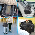 Petskd Top-Expandable Pet Carrier 17x12x8.5 Inches JetBlue Allegiant Spirit Airline Approved, Soft-Sided Carrier for Small Cats and Dogs with Locking Safety Zippers and Anti-Scratch Mesh(Black)